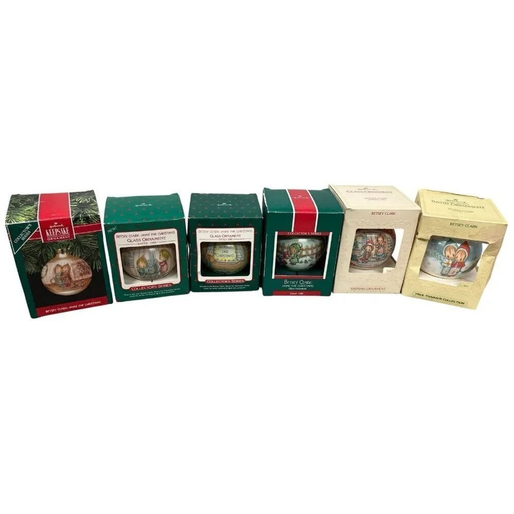 7 Vintage Christmas Betsey Clark Ornaments Hallmark Keepsake & Satin Ornaments